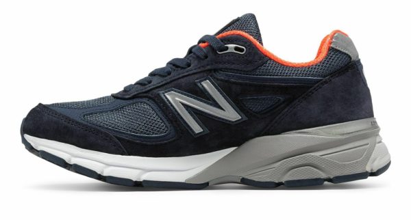 New Balance Women's Made in US 990v4 Shoes Navy with Orange